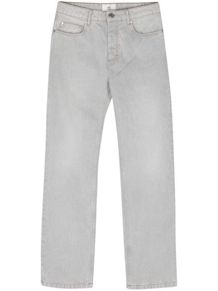 Straight fit džíny s nízkým pasem Ami Paris šedé
