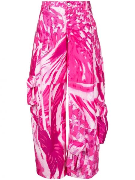 Pantalon cargo à imprimé avec poches Collina Strada rose