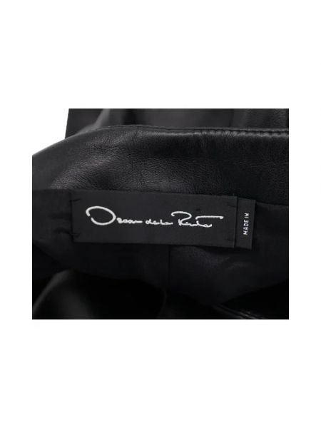 Falda de cuero Oscar De La Renta Pre-owned negro