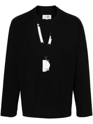 Βαμβακερή μπλούζα Mm6 Maison Margiela μαύρο