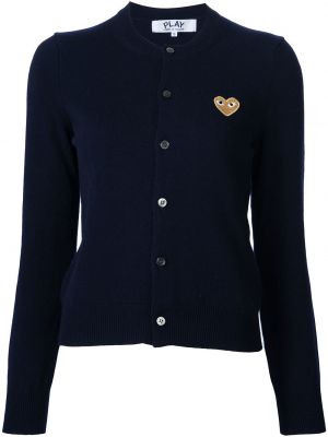 Cardigan med broderi med hjärtmönster Comme Des Garçons Play blå