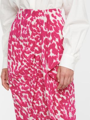 Jedwabna spódnica midi z nadrukiem Isabel Marant różowa