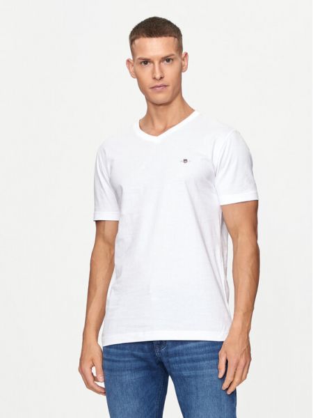 Slim fit tričko Gant bílé