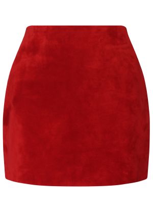 Кожаная юбка Saint Laurent красная
