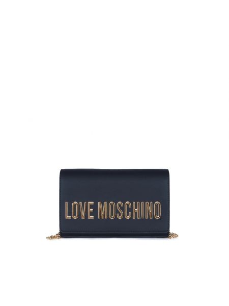 Torba na ramię skórzana Love Moschino czarna