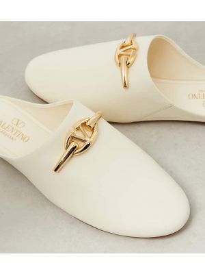 Papuci tip mules din piele Valentino Garavani alb