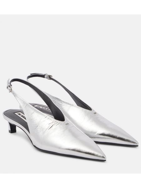 Slingback läder pumps Jil Sander silver