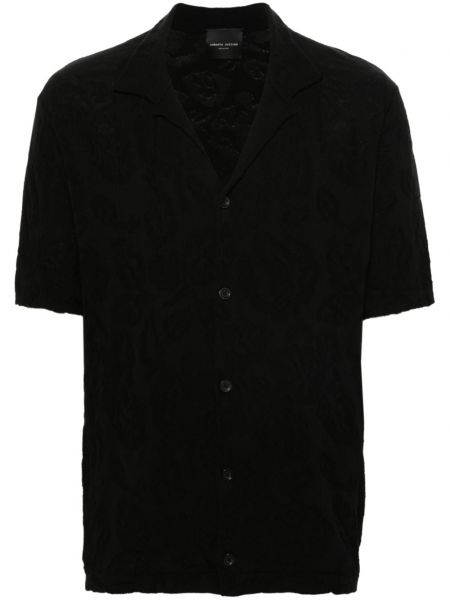Πλεκτό πουκάμισο ζακάρ Roberto Collina μαύρο