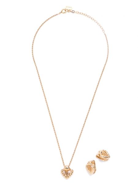 Szív mintás fülbevaló Christian Dior Pre-owned aranyszínű
