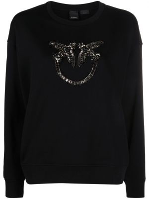 Medvilninis džemperis su kristalais Pinko juoda