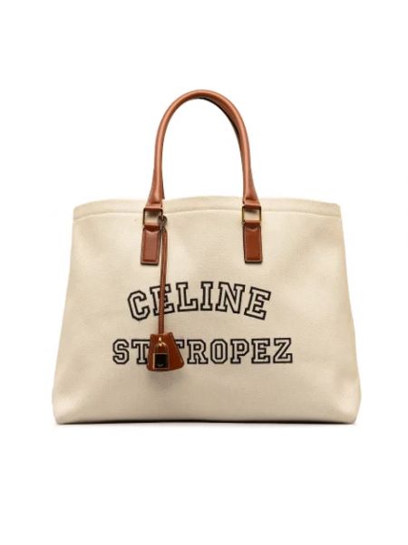 Bolso shopper de cuero retro Celine Vintage beige