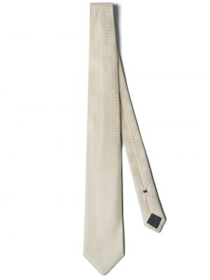 Žakárová hodvábna kravata Brunello Cucinelli béžová