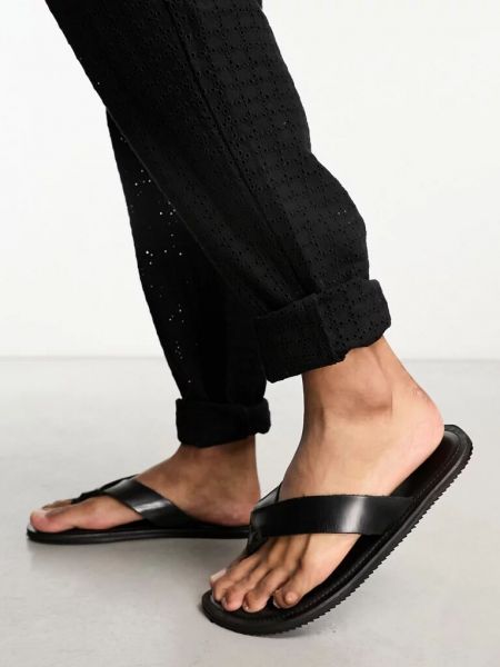 Кожаные сандалии с открытым носком Jack & Jones черные