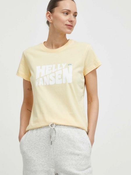 Koszulka bawełniana Helly Hansen żółta