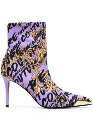 Ankle boots z nadrukiem Versace Jeans Couture fioletowe