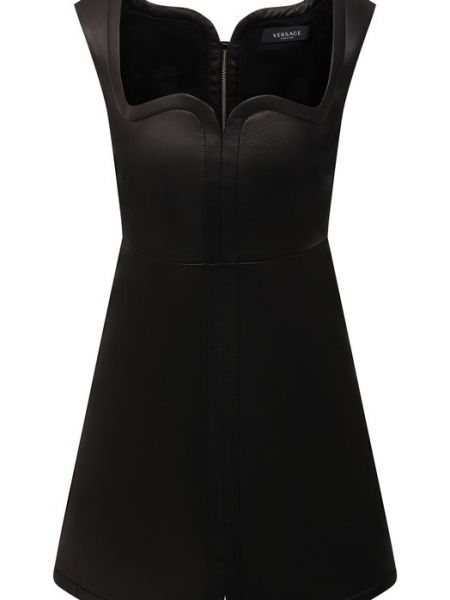 Кожаное платье Versace черное