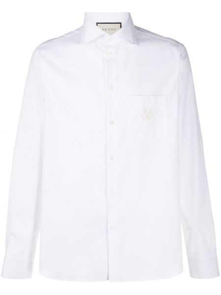 Biała koszula z haftem Gucci