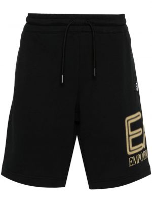 Bavlnené šortky s potlačou Ea7 Emporio Armani čierna