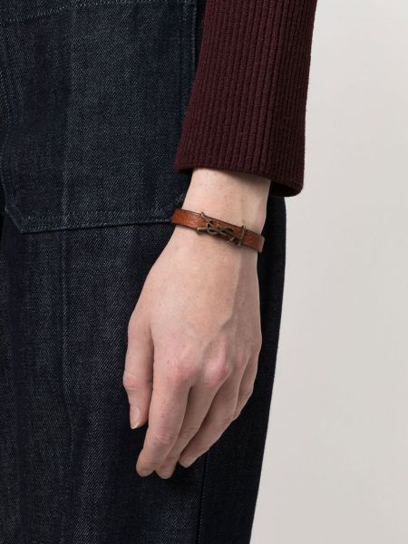 Bracelet en cuir Saint Laurent marron
