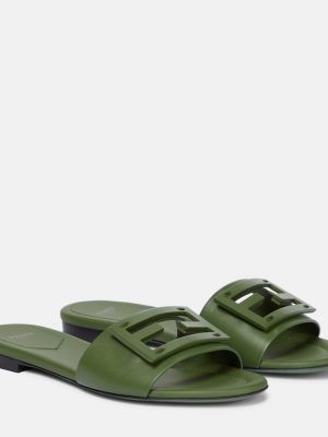 Kožené sandály Fendi zelené