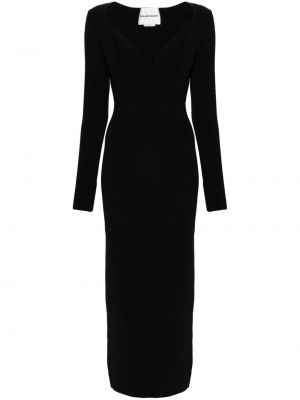 Плисирана плетена миди рокля Roland Mouret черно