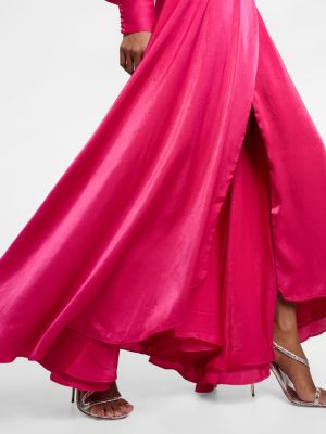 Robe longue en satin Costarellos rose