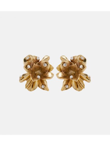 Boucles d'oreilles à fleurs à boucle Oscar De La Renta doré