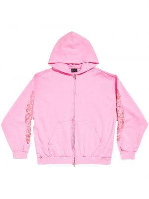 Mikina s kapucí na zip Balenciaga růžová