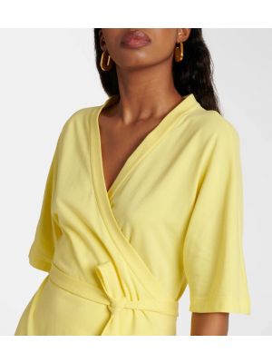 Βαμβακερή μίντι φόρεμα Max Mara κίτρινο