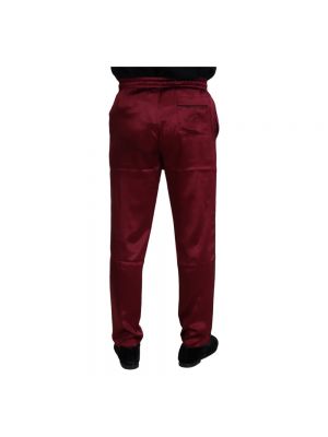 Jedwabne spodnie sportowe Dolce And Gabbana czerwone