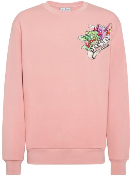 Dugi sweatshirt s printom s okruglim izrezom Philipp Plein ružičasta