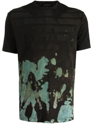 Памучна тениска с tie-dye ефект Stain Shade черно