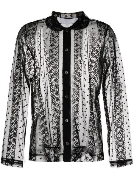Прозрачна риза с дантела Comme Des Garçons Tao черно