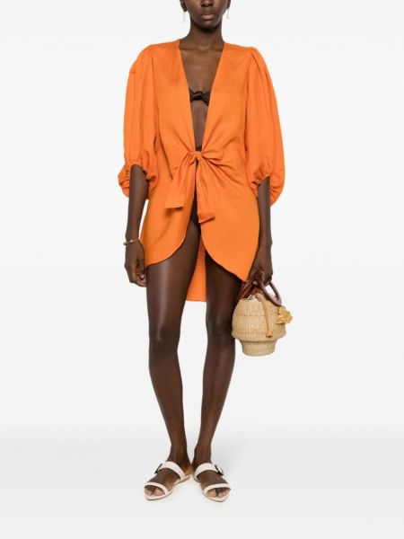 Mini šaty s výstřihem do v Adriana Degreas oranžové
