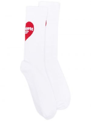 Pletené ponožky s výšivkou Carhartt Wip bílé