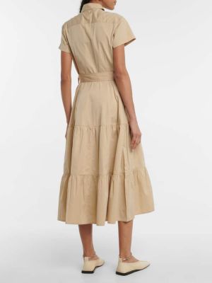 Bavlněné midi šaty Polo Ralph Lauren béžové