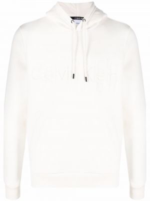 Hoodie med broderi Calvin Klein vit