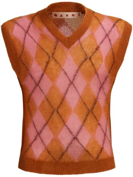 Argyle-mønstret v-hals vest Marni