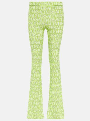 Bársony leggings Versace zöld