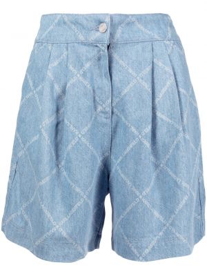 Shorts di jeans con stampa Karl Lagerfeld blu
