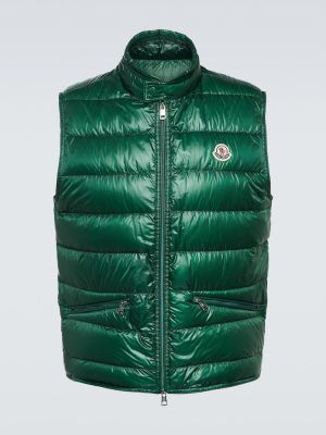 Pérová prešívaná casual vesta Moncler - zelená