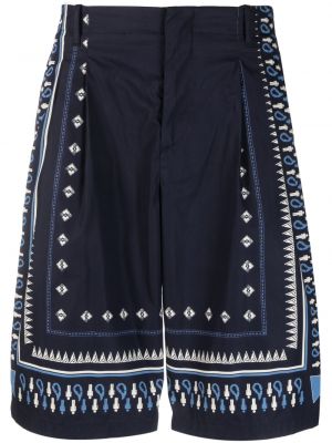 Shorts en coton à imprimé à motif géométrique Etro bleu