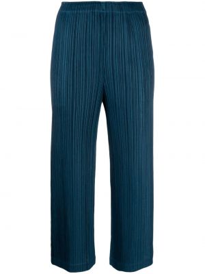 Plisované rovné kalhoty Issey Miyake modré
