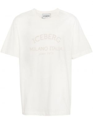 Bavlněné tričko s potiskem Iceberg bílé