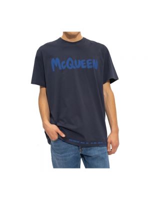Koszulka z nadrukiem Alexander Mcqueen niebieska