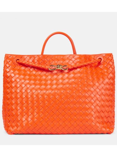 Lær store poser Bottega Veneta oransje