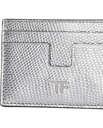 Bőr pénztárca Tom Ford ezüstszínű