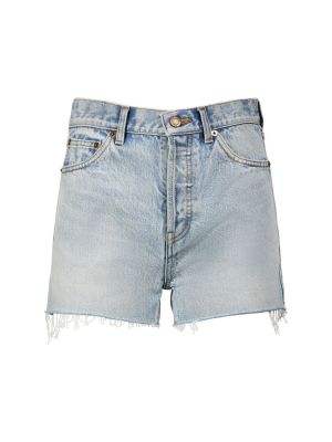 Shorts en jean slim en coton Saint Laurent bleu