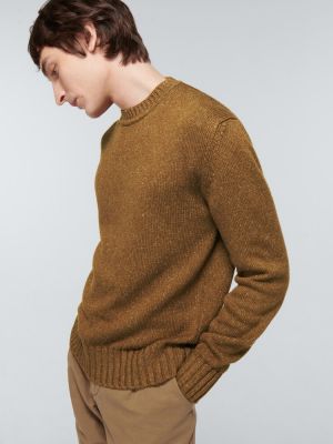 Кашмирен копринен пуловер Loro Piana кафяво