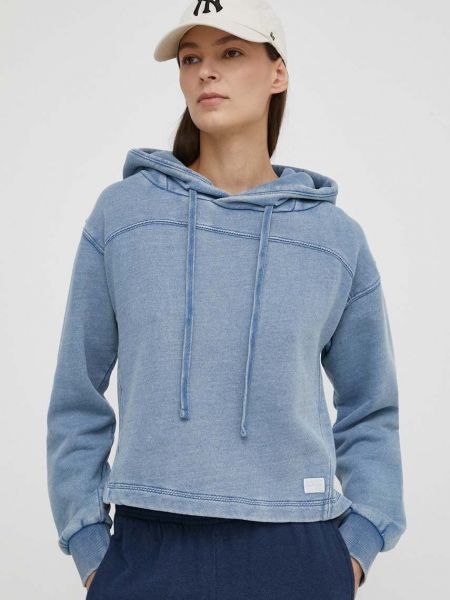 Pamučna hoodie s kapuljačom s uzorkom zvijezda G-star Raw plava